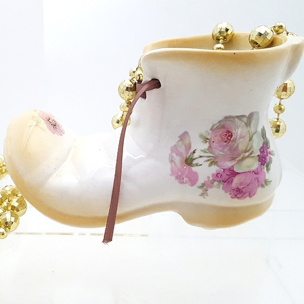 Vtg Old Foley🌺James Kent Harmony Rose Boot Shoe Flower Vase